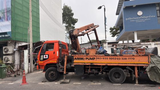 เช่าปั๊มคอนกรีต ศูนย์ป้องกันน้ำท่วมราชบูรณะ เทพื้นลาน ศูนย์ป้องกันน้ำท่วมราชบูรณะ 45 คิว รูปที่ 1 Sannki Thai